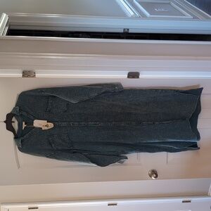 Easel Teal Button-Up Denim Long Dress/Cardigan